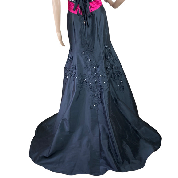 Mori Lee Pink and Black Maxi Dress - Picture 6 of 11